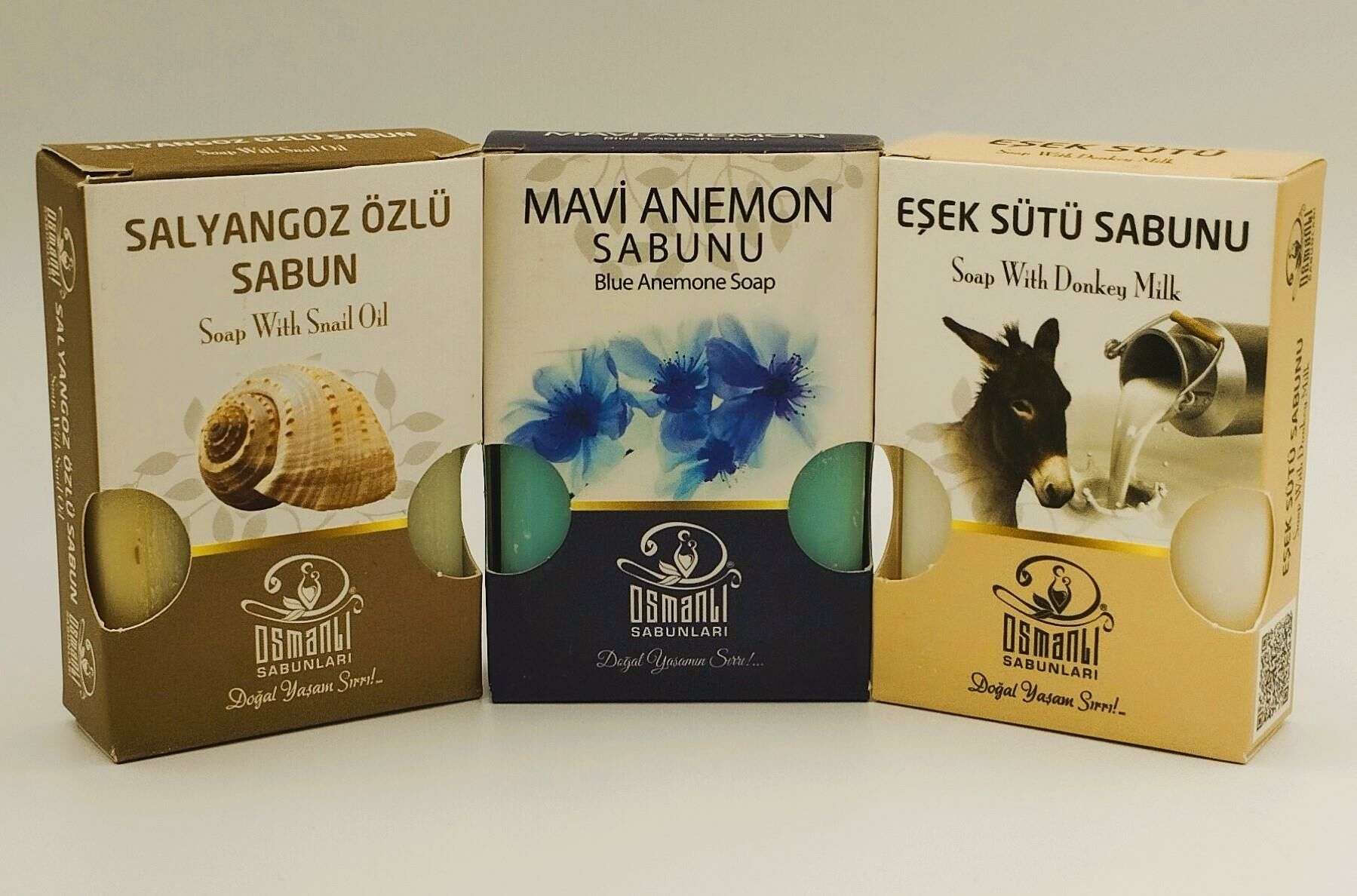 Salyangoz Özlü+ Mavi Anemon+ Eşek Sütü Sabunu 100 gr x 3