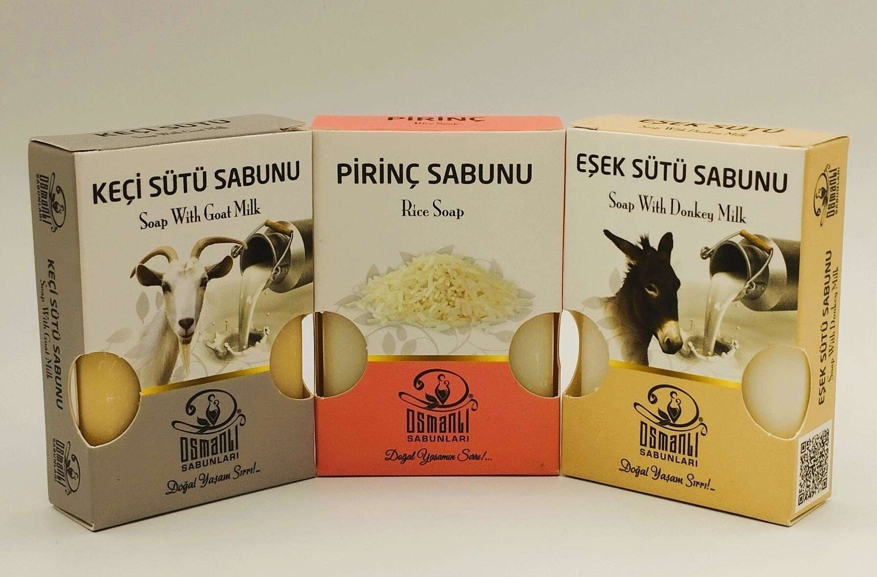 Keçi Sütü+ Pirinç+ Eşek Sütü Sabunu 100 gr x 3