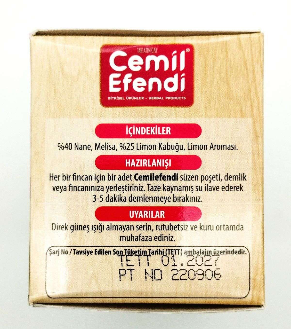 Cemil Efendi Nane Limon Çayı 20 Süzen Poşet,