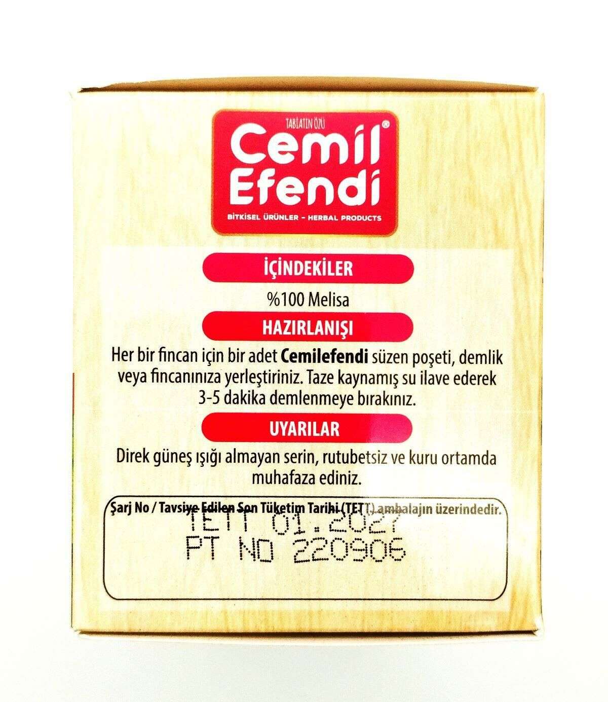 Cemil Efendi Melisa Çayı 20 Süzen Poşet