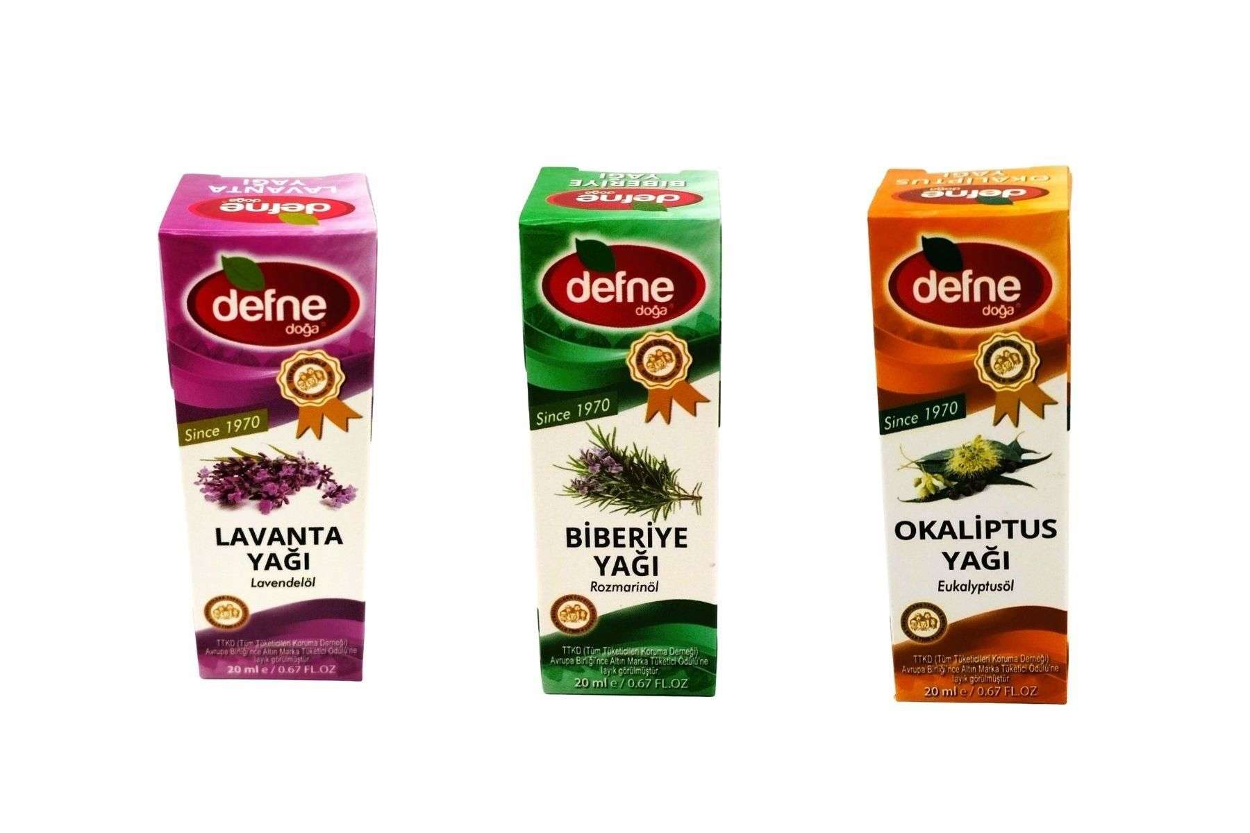 Defne Doğa Lavanta + Biberiye+ Okaliptus Yağı (20 ml x 3)