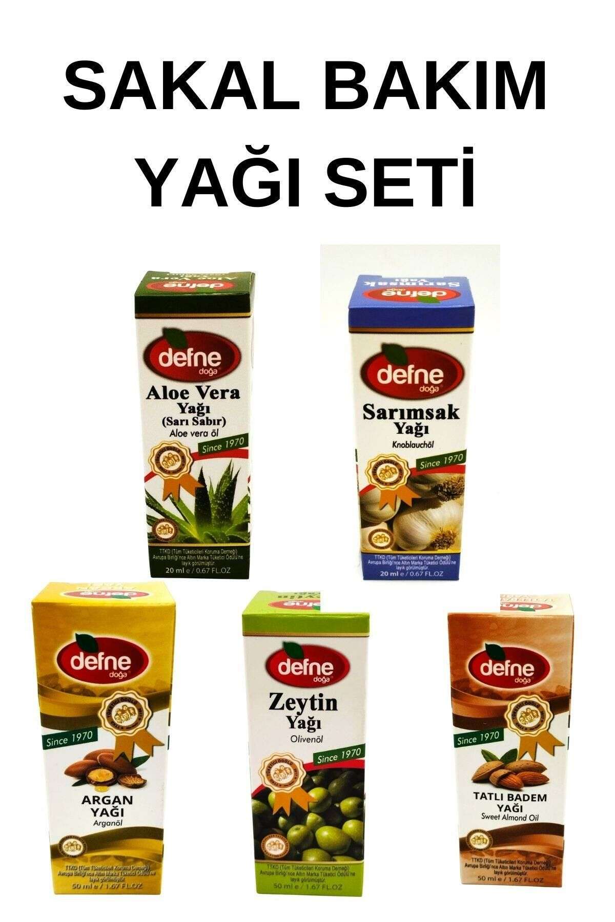 Sakal Bakım Yağı Seti (T.Badem-Sarımsak-Argan-Zeytin Yağı-Aloe Vera)